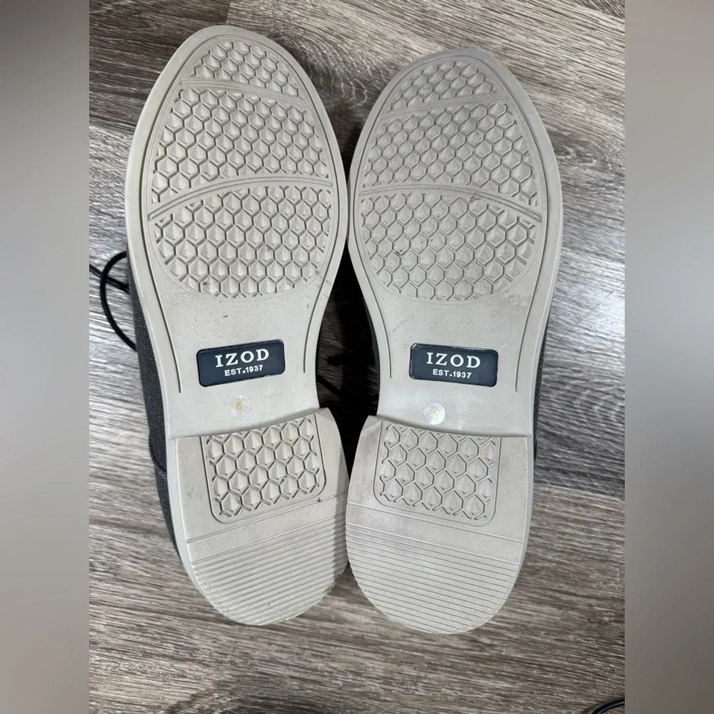 Izod Mens Shoe 8M Gray Lace-Up Dressy Canvas Memory Foam Bruce Preppy Minimalist